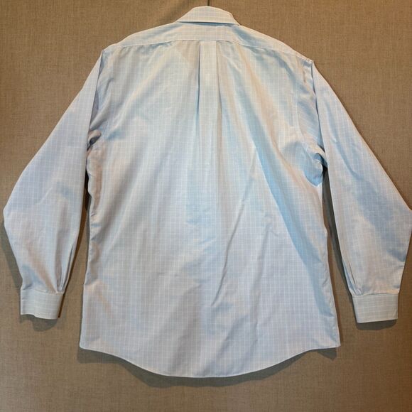 Brooks Brothers Non-Iron Supima Cotton Dress Shirt Blue Windowpane 16.5 34/35 - Picture 7 of 8